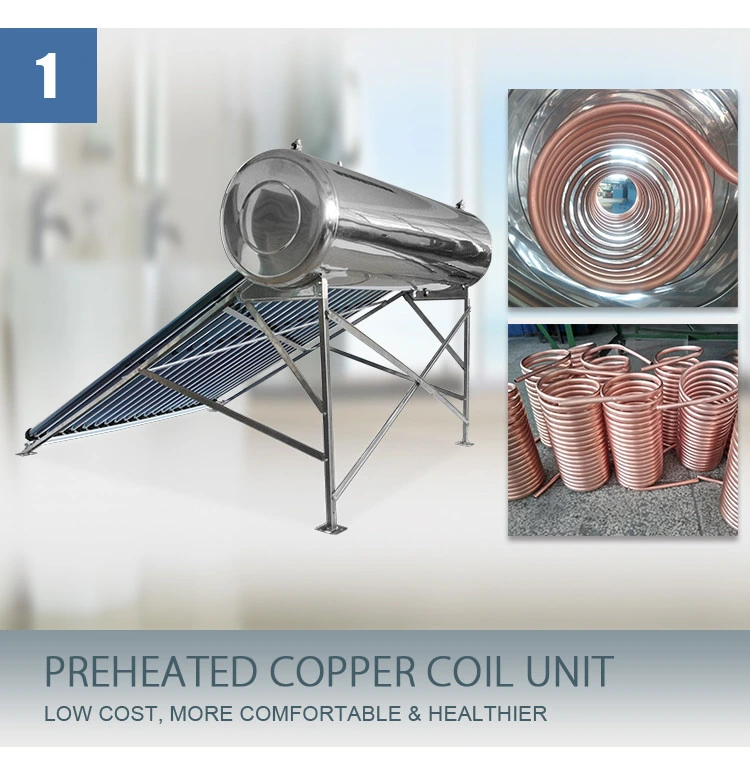 200L Rooftop Pre-Heated Solar Hot Water Heater with Copper Coil for Domestic Hot Water