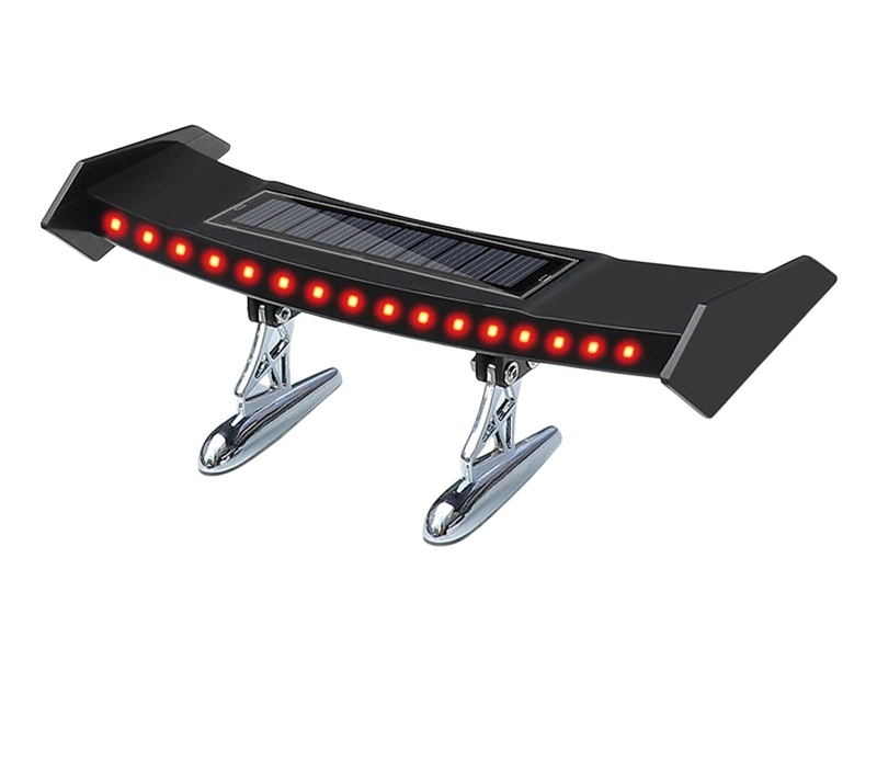 Car Brake Light Solar Powered LED Spoiler Mini Rear Wing Taillight Vibration Sensor LED Warning Lamp Turn Signal Car Accessories