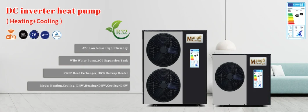 Heating Cooling Solar Air Conditioner DC Inverter Air Source Heat Pump Water Heater for Household